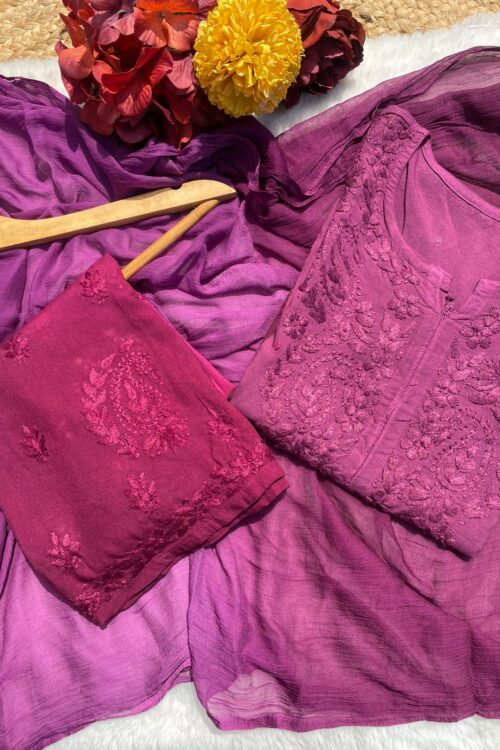 Voilet Chikankari Set