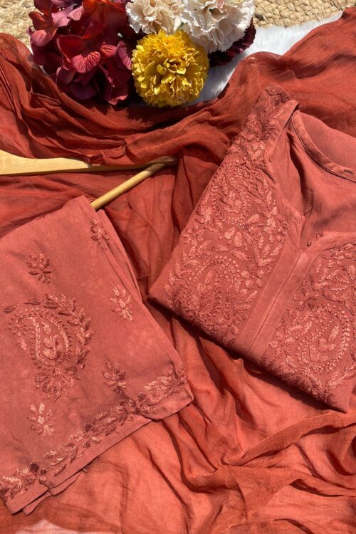 Brown Chikankari Set