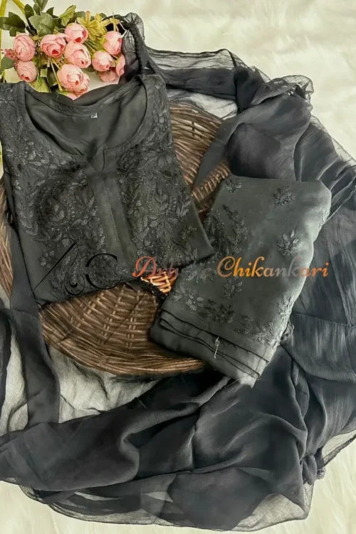 Black Chikankari Set
