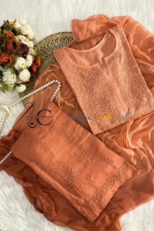 Brown Chikankari Set