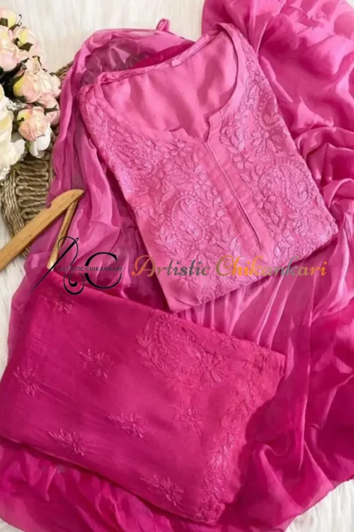 Pink Chikankari Set