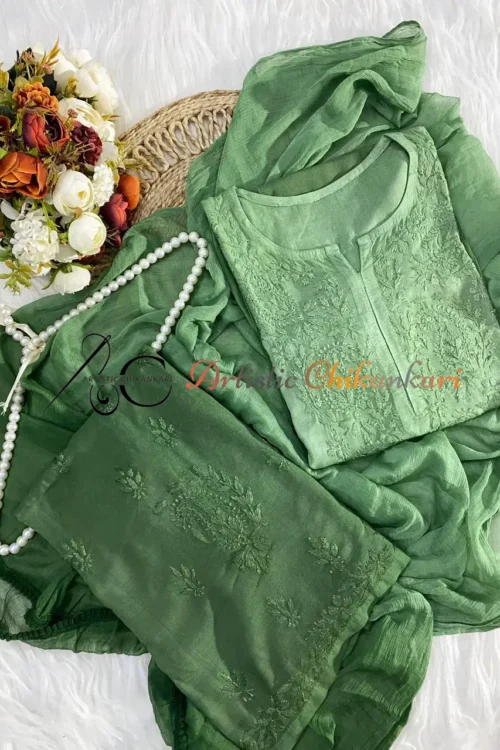Pista Green Chikankari Set