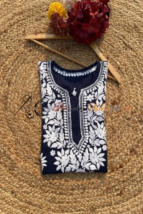 Navy Blue Modal Cotton Short Top