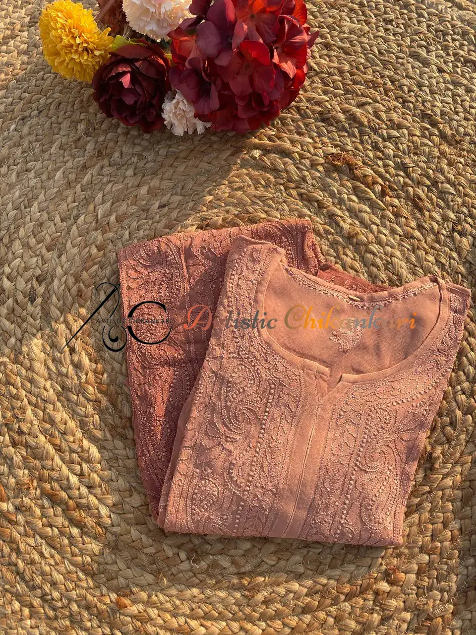 Ombre Brown Viscose Jaal Kurta