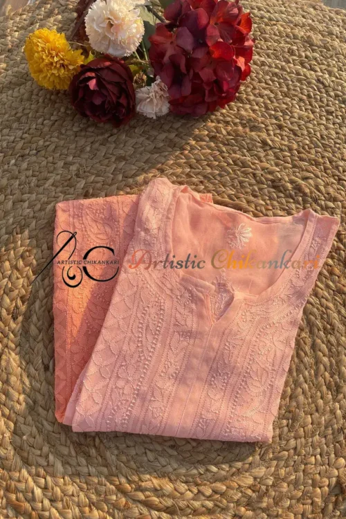 Ombre Peach Viscose Jaal Kurta