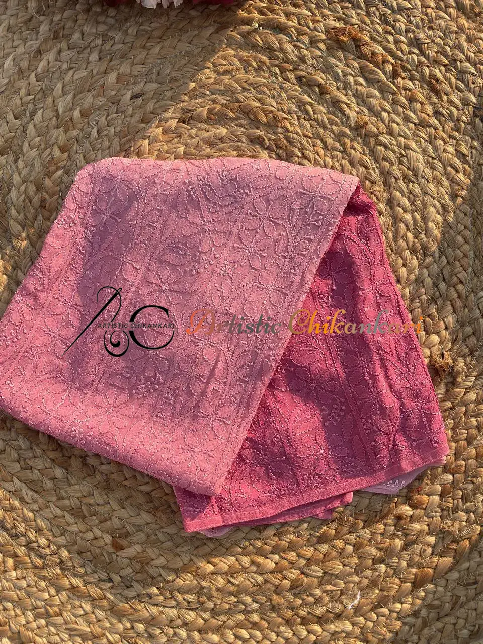 Pink Viscose Jaal Kurta - Image 2