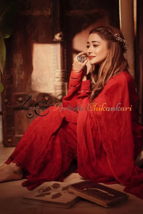 Maroon Viscose Jaal Set