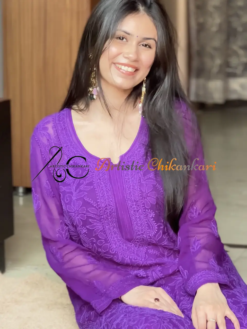 Purple Viscose Jaal Set - Image 2