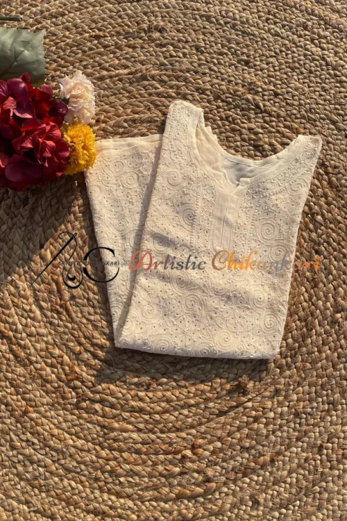 Light Yellow Viscose Jaal Short Top