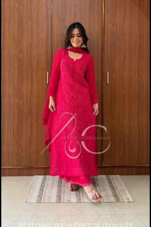 Rani Pink Viscose Jaal Set