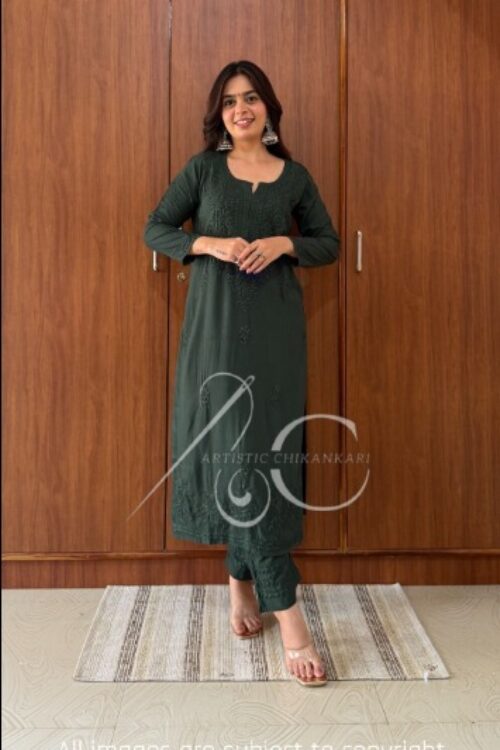 Bottle Green Rayon Set D1