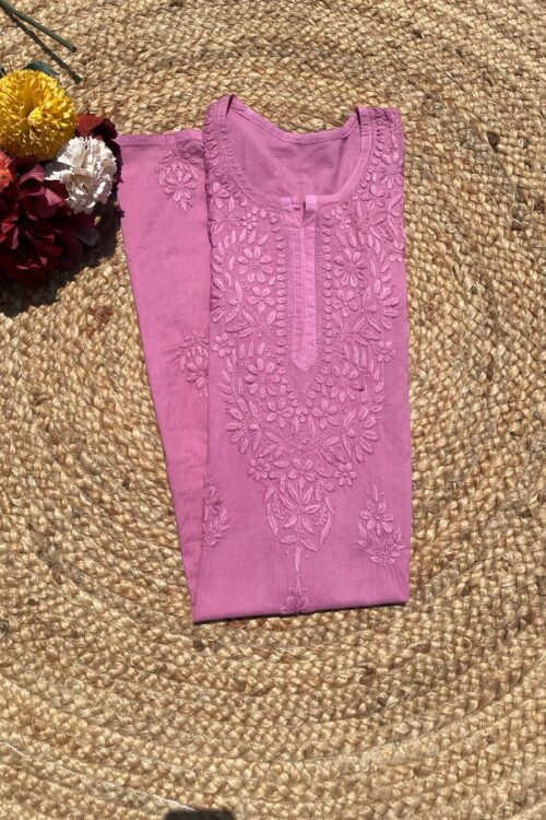 Purple Dobby Cotton Long Kurti