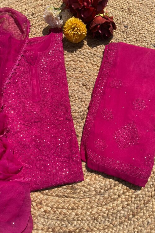 Hot Pink Viscose Jaal Set