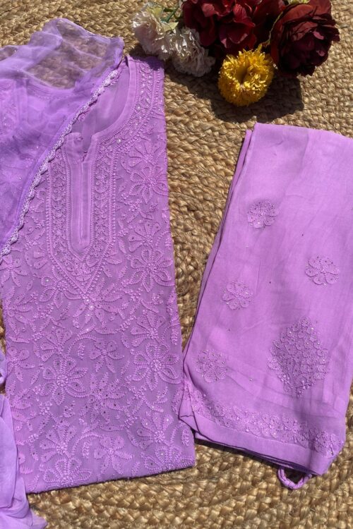 Light Purple Viscose Jaal Set