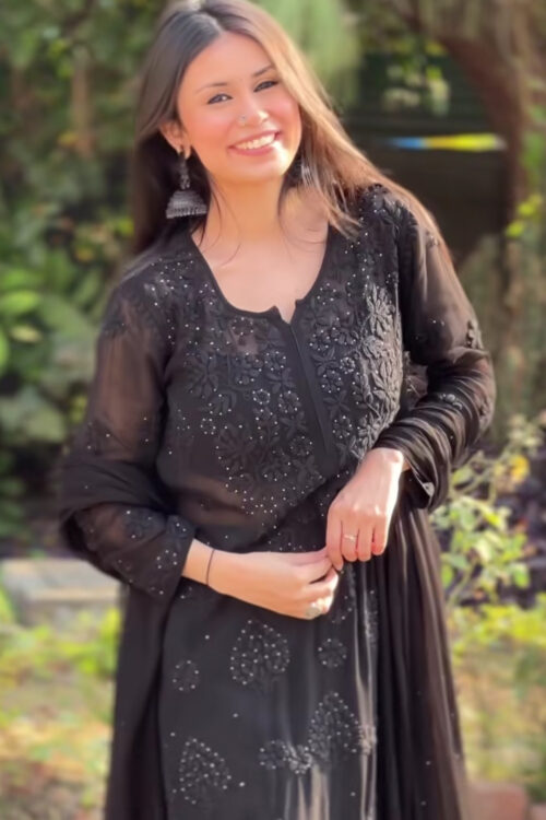 Black Viscose 3D Ghas Patti Set