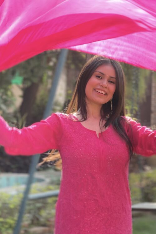 Hot Pink Viscose Jaal Set